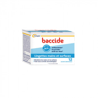 Baccide Lingettes mains et surfaces boîte de 12 sachets individuels 3614810002955