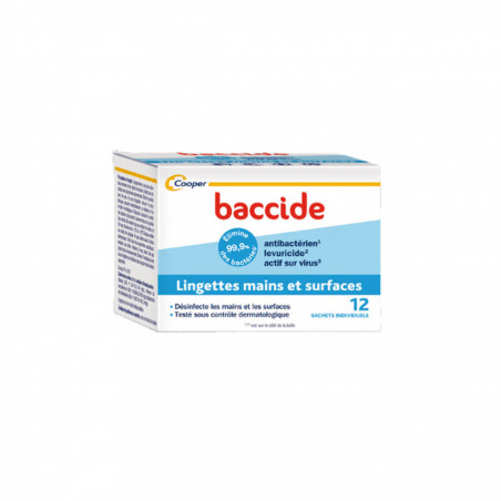 Baccide Lingettes mains et surfaces boîte de 12 sachets individuels 3614810002955