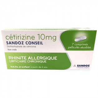 Cétirizine 10 mg Sandoz 7 Comprimés pellicules sécables