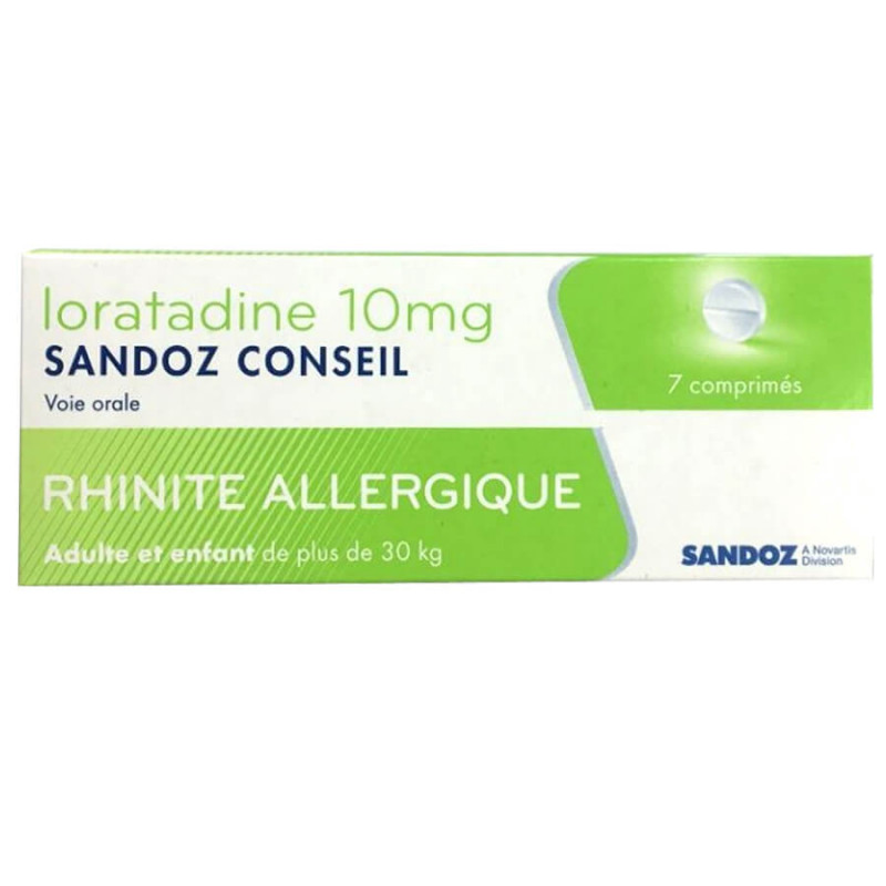 Loratadine 10 mg Rhinite allergique 7 Comprimés Sandoz Loratadine 10 mg Rhinite allergique 7 Comprimés Sandoz