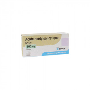 Acetylsalicylic Acid Mylan 100mg box of 30 gastro-resistant tablets