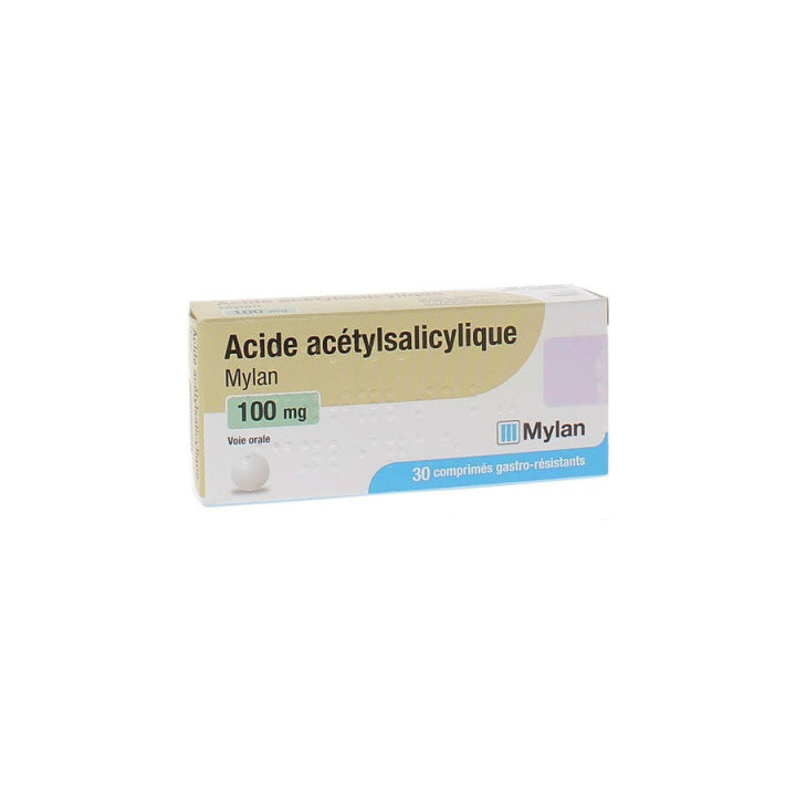 Acide Acétylsalicylique Mylan 100mg boîte de 30 comprimés gastro-résistants