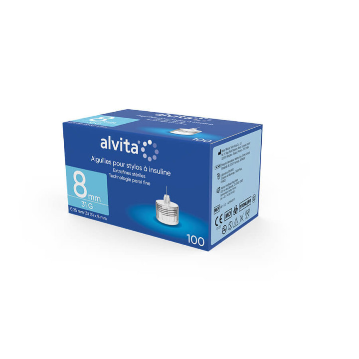 Insulin pen needles 8 mm 31G box of 100