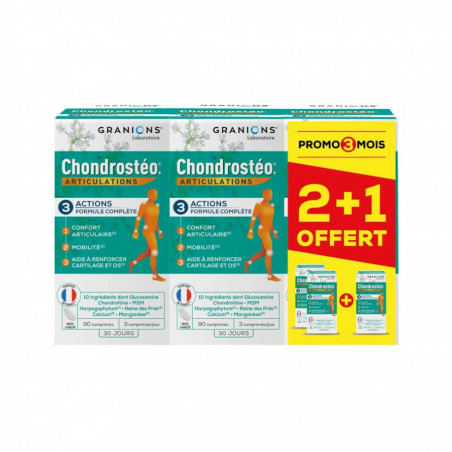 Granions Chondrostéo+ Articulations 3 x 90 Comprimés dont 90 Comprimés Offerts