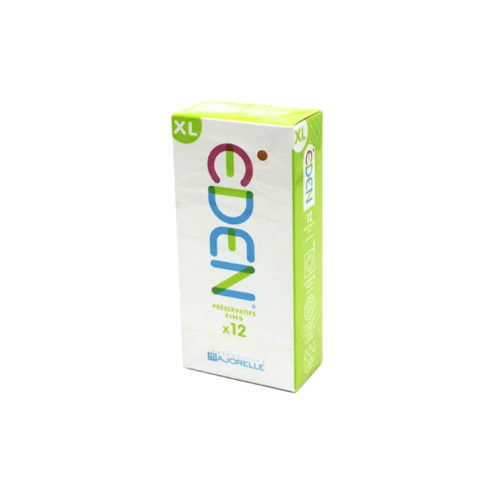 EDEN Préservatifs Fins Taille XL Extra Lubrifié et extra Large avec Réservoir  boite de 12