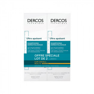 Vichy Dercos Ultra Soothing Shampoo for Dry Hair Lot of 2 x 200 ml