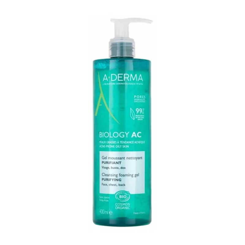 A-DERMA Biology AC Gel moussant nettoyant purifiant Bio 400 ml 3282770153002 A-DERMA Biology AC Gel moussant nettoyant purifiant Bio 400 ml 3282770153002