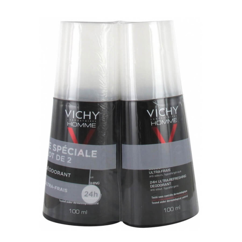 Vichy Homme Déodorant Ultra-Frais 24H Vaporisateur Lot de 2 x 100 ml 3433425000664