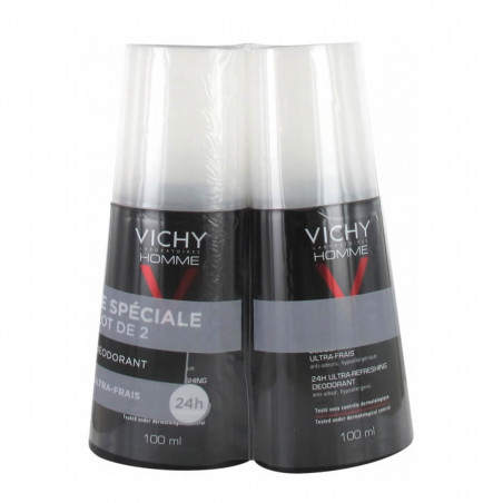 Vichy Homme Déodorant Ultra-Frais 24H Vaporisateur Lot de 2 x 100 ml 3433425000664