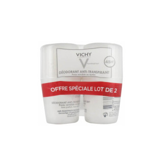 Vichy Anti-Perspirant Deodorant 48H Sensitive or Depilated Skin Roll-On Lot of 2 x 50 ml