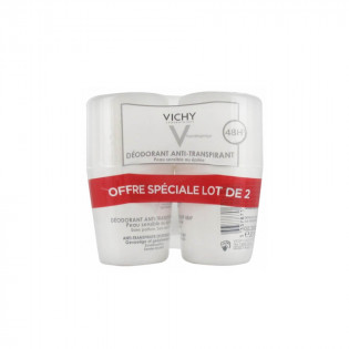 Vichy Anti-Perspirant Deodorant 48H Sensitive or Depilated Skin Roll-On Lot of 2 x 50 ml