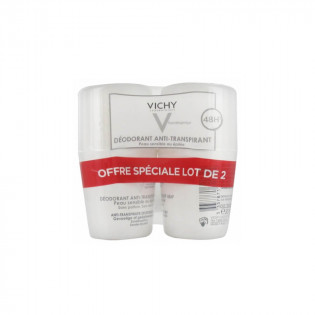 Vichy Déodorant Anti-Transpirant 48H Peaux Sensibles ou Epilées Roll-On Lot de 2 x 50 ml 3337871324728