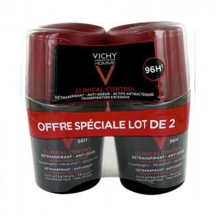 Vichy Homme Clinical Control Deodorant Anti-Odor 96H Lot of 2 x 50 ml