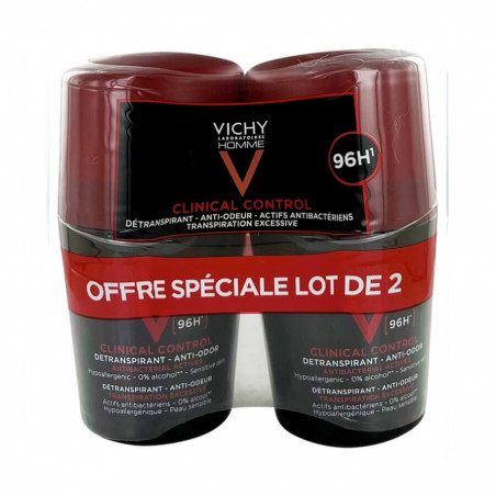Vichy Homme Clinical Control Déodorant Détranspirant Anti-Odeur 96H Lot de 2 x 50 ml 3337875805896