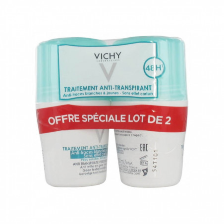 Vichy Déodorant Anti-Transpirant Anti-Traces Roll-On 48H Lot de 2 x 50 ml 3433425095462