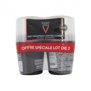 Vichy Man Deodorant Anti-Perspirant 72H Extreme Control Roll-On Lot of 2 x 50 ml