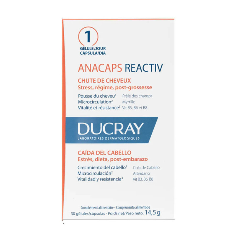 Ducray Anacaps Reactiv Chute de Cheveux Réactionnelle 30 gélules 3282770389425