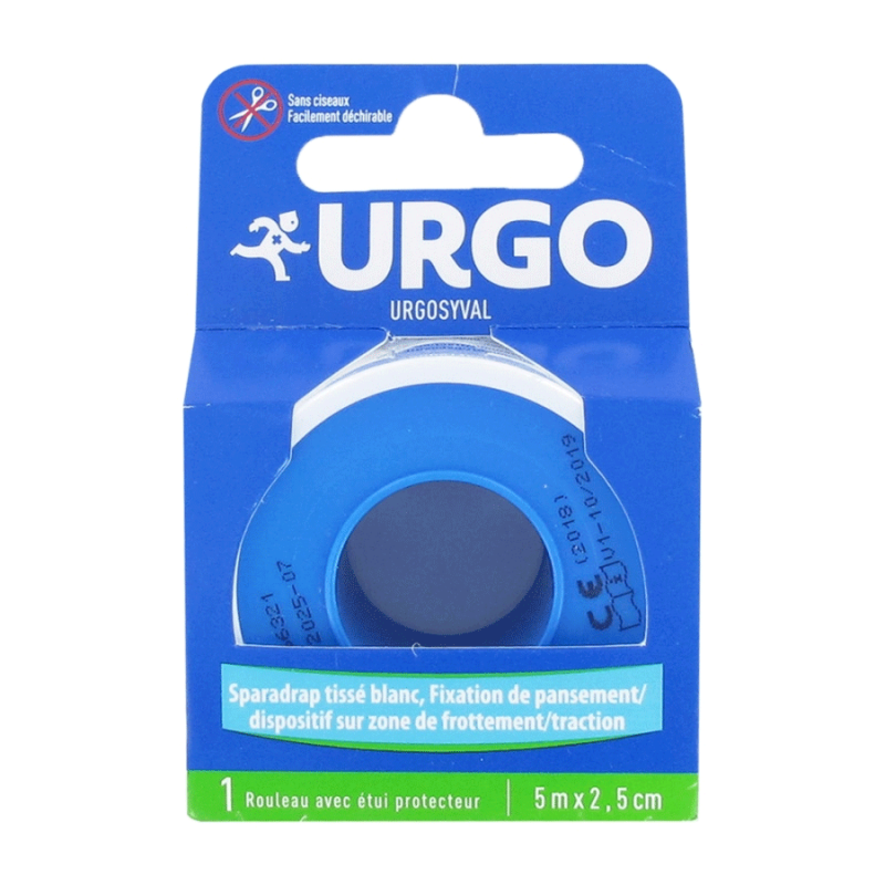 Urgo Urgosyval Sparadrap Tissé Blanc 5 m x 2,5 cm 3664492001043