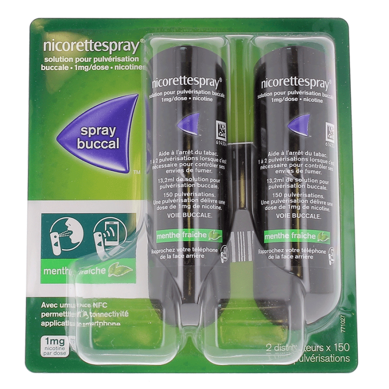 NICORETTESPRAY 1mg menthe fraiche lot de 2 Spray 2x150 pulvérisations 3400930249444