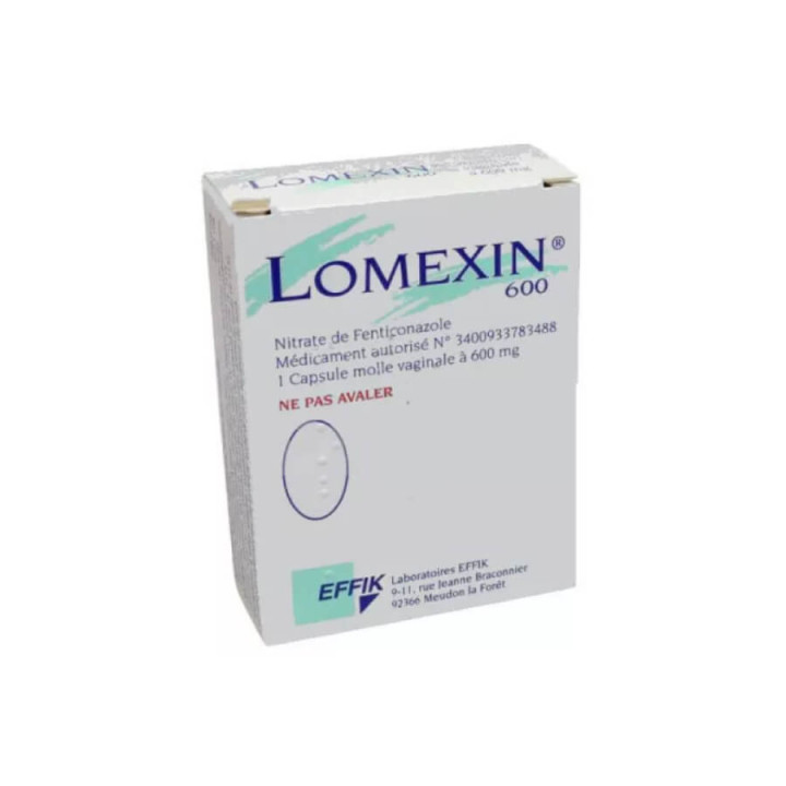 Lomexin 600 mg softgel vaginal capsule box 1 unit