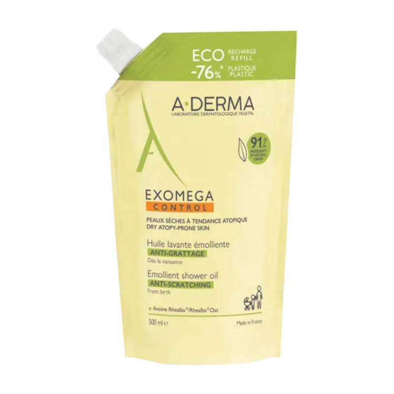 A-DERMA Exomega Control huile lavante émolliente anti-grattage Recharge 500 ml 3282770388701