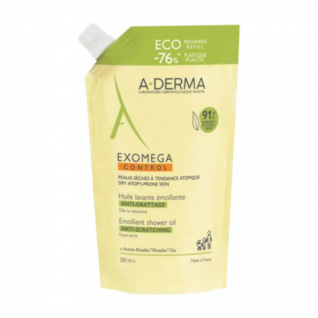 A-DERMA Exomega Control huile lavante émolliente anti-grattage Recharge 500 ml 3282770388701