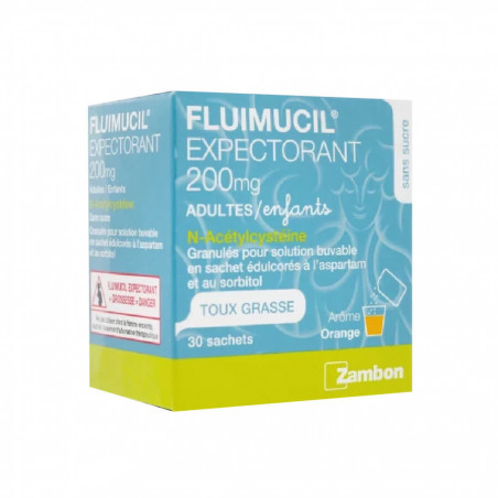 Fluimucil Expectorant 200mg Adultes Enfants 30 sachets 3400932373697