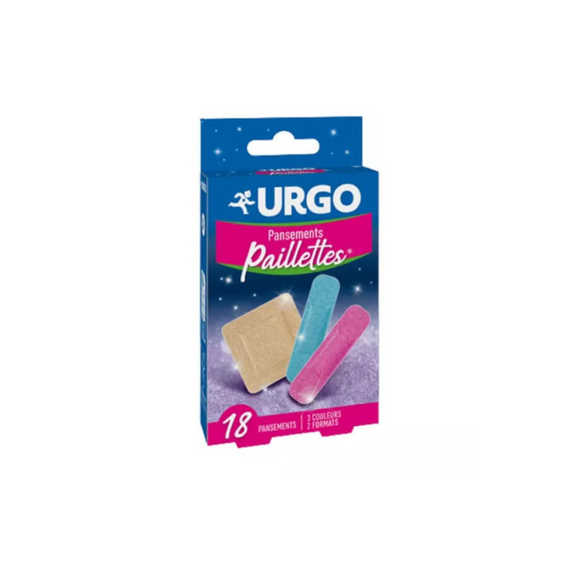 Urgo 18 Pansements Enfants PAILLETTES 3 Couleurs 2 Formats 3664492022413