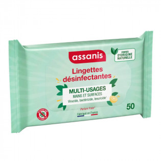 Assanis lingettes désinfectantes multi-usages 50 unités 3364789000933