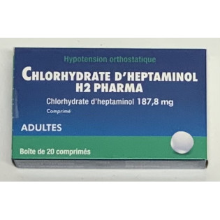 Chlorhydrate d'heptaminol 187.8mg H2 PHARMA. Boîte de 20 comprimés