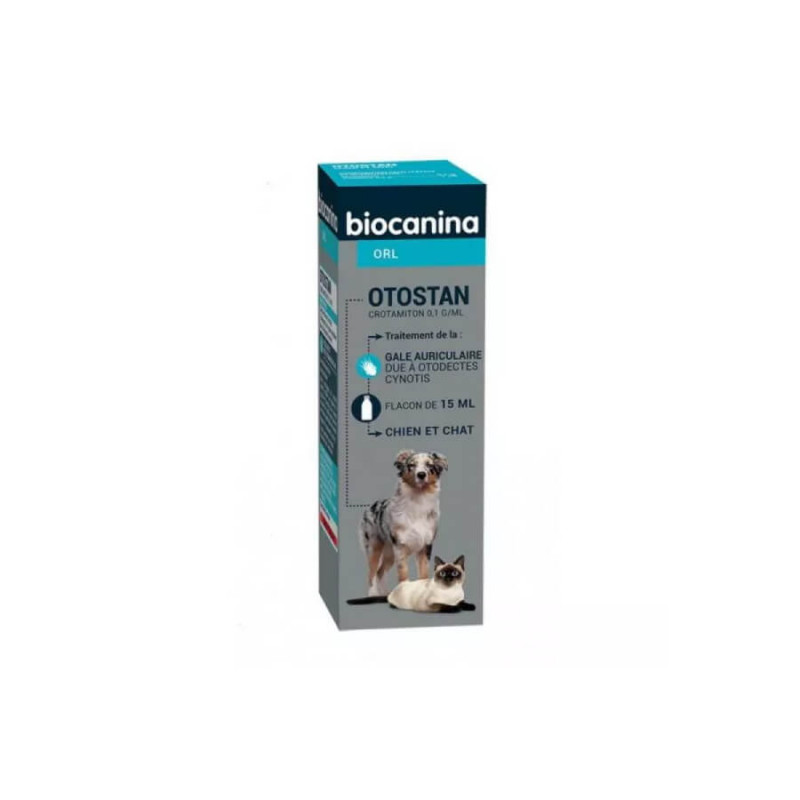 Biocanina ORL Otostan Traitement Acaricide des Gales Auriculaires flacon 15ml 3661729238241