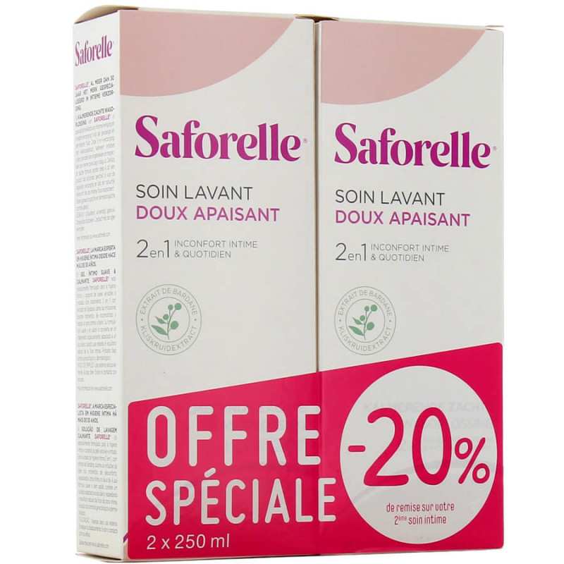 Saforelle - Soin lavant doux apaisant 2 en 1 Inconfort intime & quotidien  (100 ml)