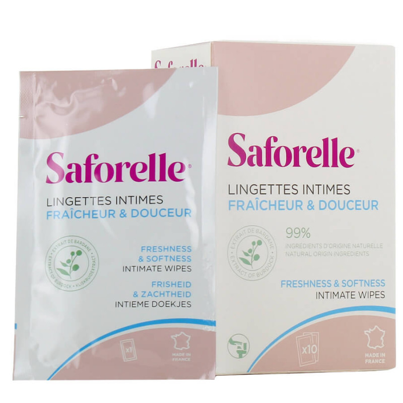 Saforelle Lingettes Intimes fraîcheur et douceur x10 3700399100929