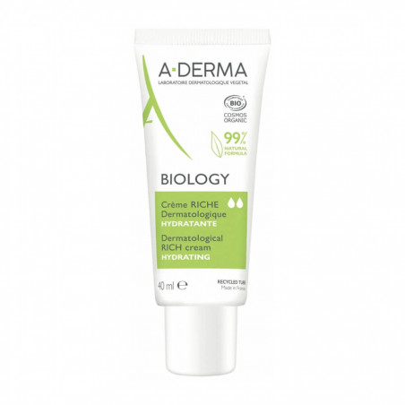 A-DERMA Biology Crème Riche Dermatologique Hydratante Bio 40 ml 3282770146615