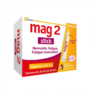 MAG 2 Stick Magnesium 300mg and 6 B Vitamins - Nervousness, Fatigue, Muscular Fatigue 30 Orodispersible Sticks