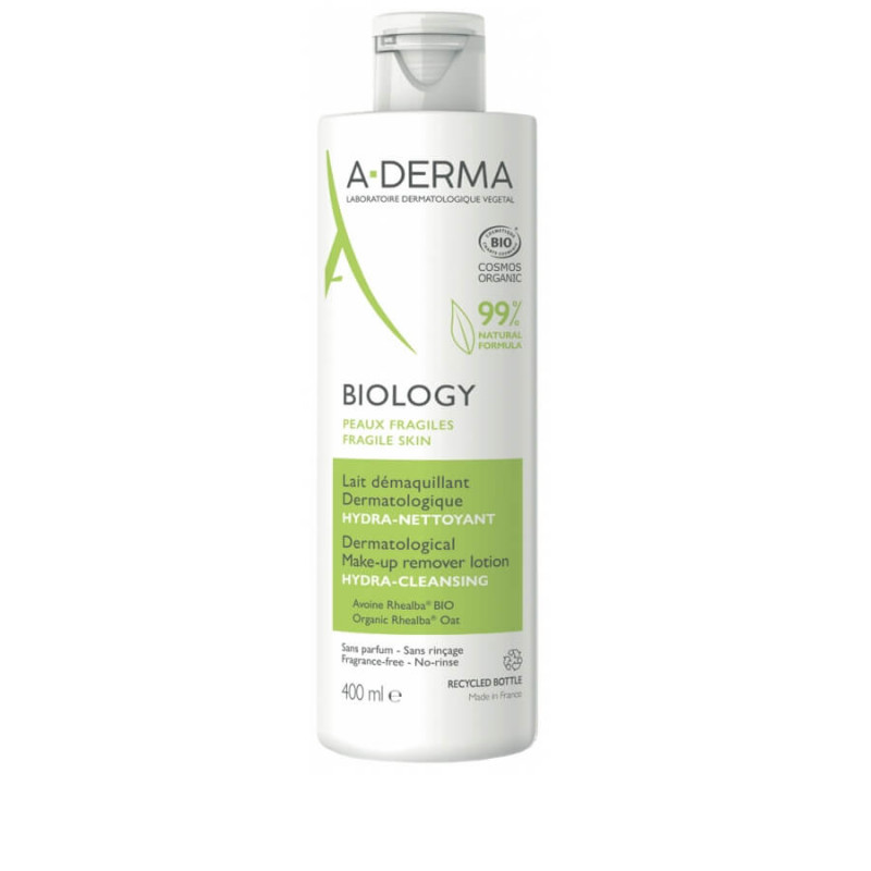 A-DERMA Biology Lait Démaquillant Dermatologique Bio 400 ml 3282770146530