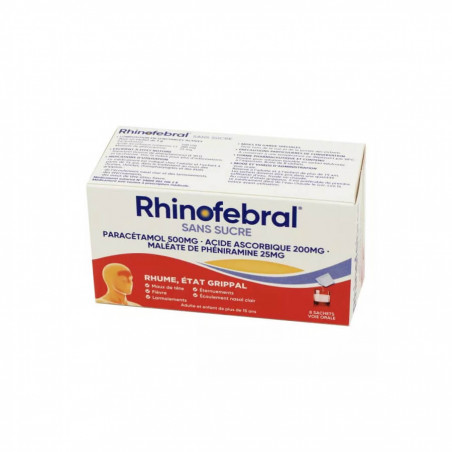 Rhinofebral Sans Sucre Rhume Etat Grippal 8 sachets 3400930210628