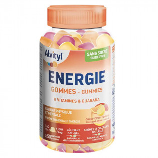 Alvityl Energie 8 Vitamines Guarana Goût orange citron framboise 50 gommes 3664492020297