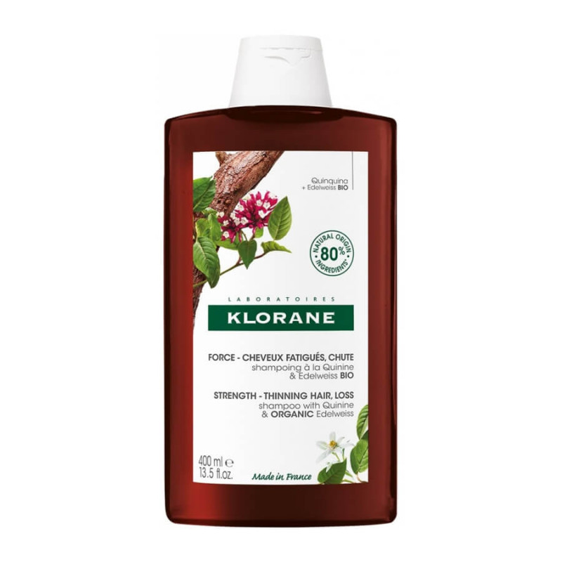 Klorane Force Cheveux Fatigués Chute Shampoing à la Quinine et Edelweiss Bio 400 ml 3282770141283