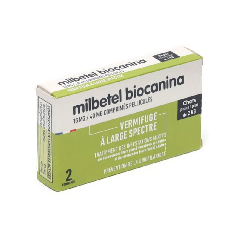 Biocanina Milbetel Chat vermifuge (plus de 2 kg) 2 comprimés 3661729025247