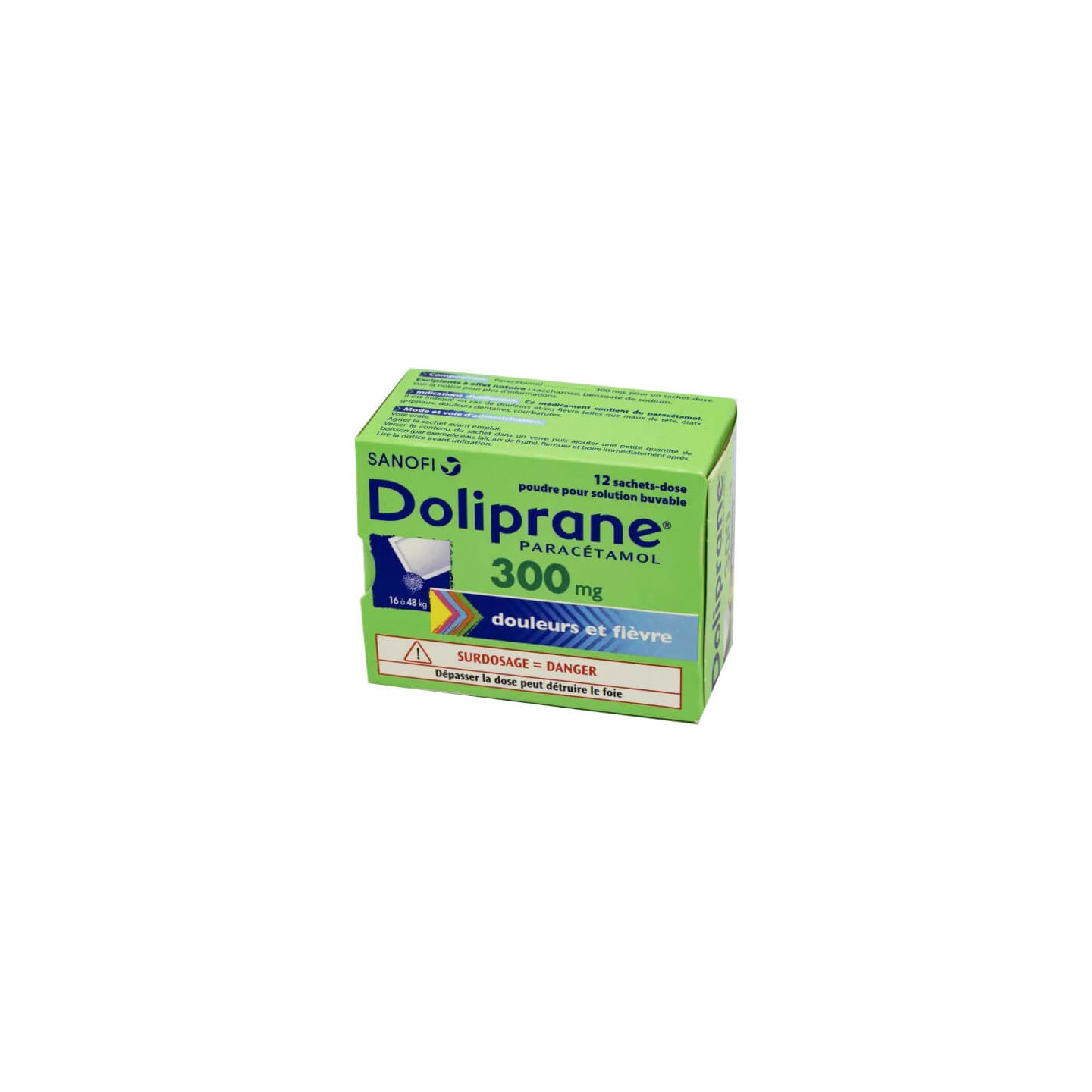 Doliprane 300 mg powder drinkable solution for children 12 dose sachets
