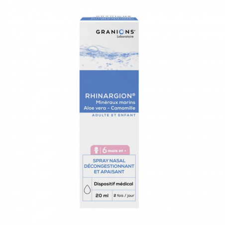 Granions Rhinargion Spray nasal décongestionnant et apaisant 20 ml 3760155212617