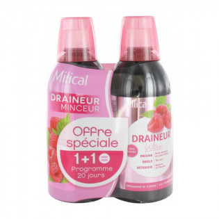 Milical Draineur Minceur Ultra Framboise Set of 2 x 500 ml