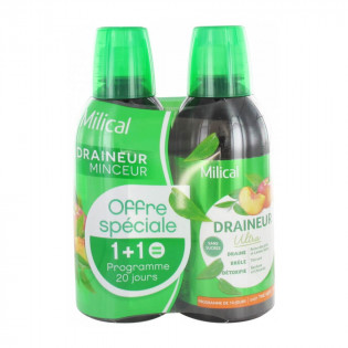 Milical Draineur Minceur Ultra Green Tea / Peach Batch of 2 x 500 ml