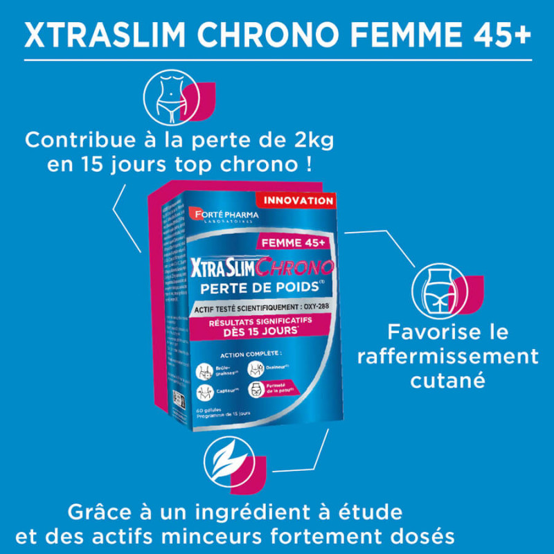 Forté Pharma XtraSlim Chrono Perte de Poids Femme 45+ 60 Gélules 3700221301890