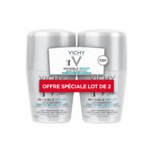 Vichy Déodorant Invisible Resist Dermo-Détranspirant 72H Roll-On Lot de 2 x 50 ml 3337875895620