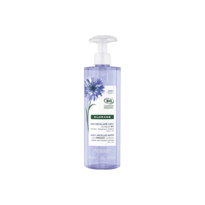 Klorane Micellar Water with cornflower. 400ml bottle
