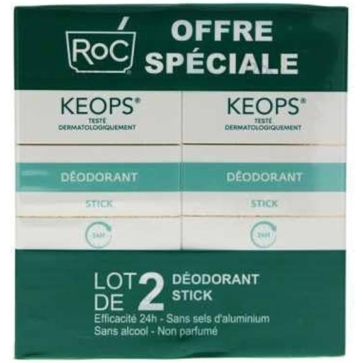 Keops Déodorant sans alcool Stick. Lot de 2 de 40ML