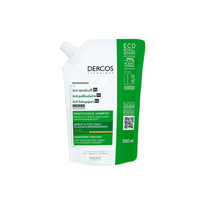 Vichy Dercos Technique Shampoing Anti-Pelliculaire Ds Cheveux Secs Eco Recharge 500 ml