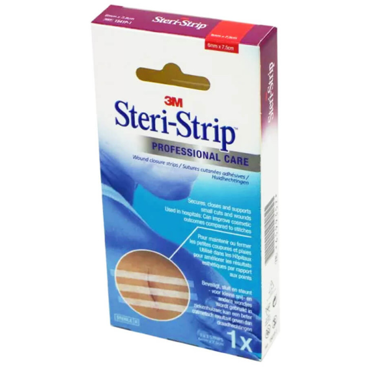 Steristrip 6 x 75 mm Sutures Cutanées Adhésives de Premiers Secours Boite de 3 8470002674271